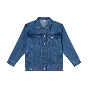 Giacca in Denim con Ricamo Logo